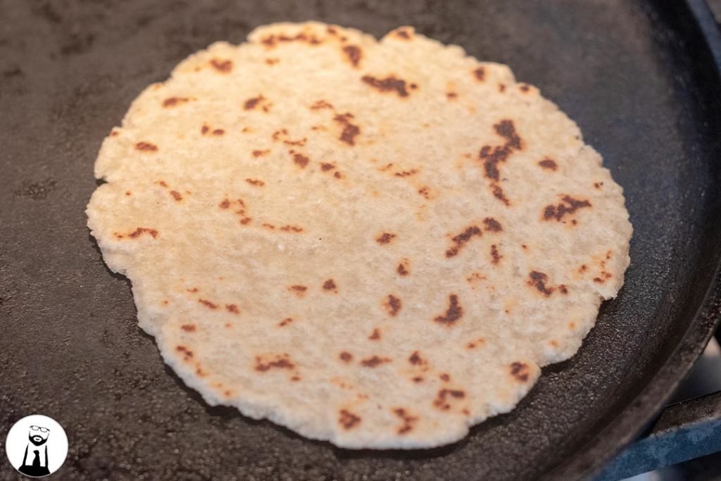 Low carb tortilla on the griddle - Black Tie Kitchen